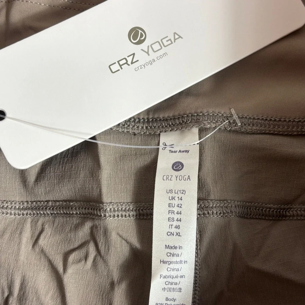 CRZ YOGA Womens Feathery-Fit High Waisted Running Shorts Taupe‎ Grey Size L 12